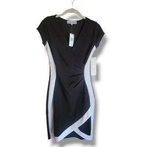 Almost Famous Women's Dress V-Cut Black and White Dress, Size Small (Juniors)